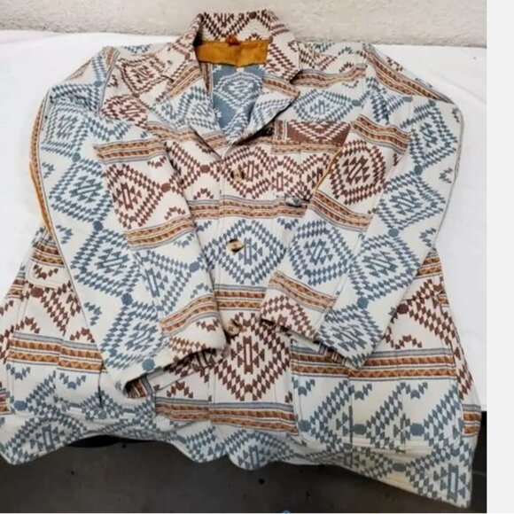 Handmade in USA Aztec Tribal Blazer Men M/L Sport Jacket Coat Southwestern 42-44 - Picture 5 of 12